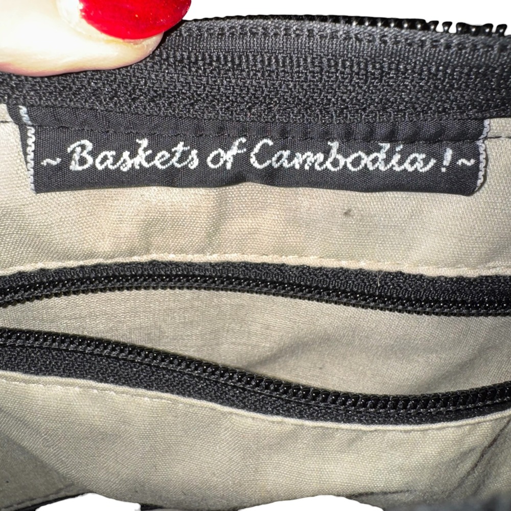 Baskets Of Cambodia Woven‎ Straw Shoulder Bag Braided Strap Top Zip Closure - Picture 5 of 5
